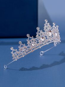 鑽石皇冠設計婚禮頭飾，皇家頭飾 - 銀色 - 查看 4