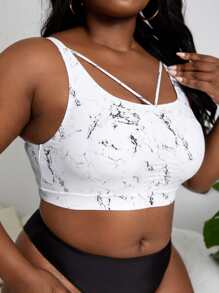 SHEIN Swim Curve Plus Marble Print Bikini Top - Multicolor - View 4