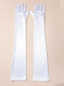 1 Pair White Elegant Solid Bridal Gloves Wedding Accessories For Bride,Dresses For Women Autumn Accessories - White - View 3