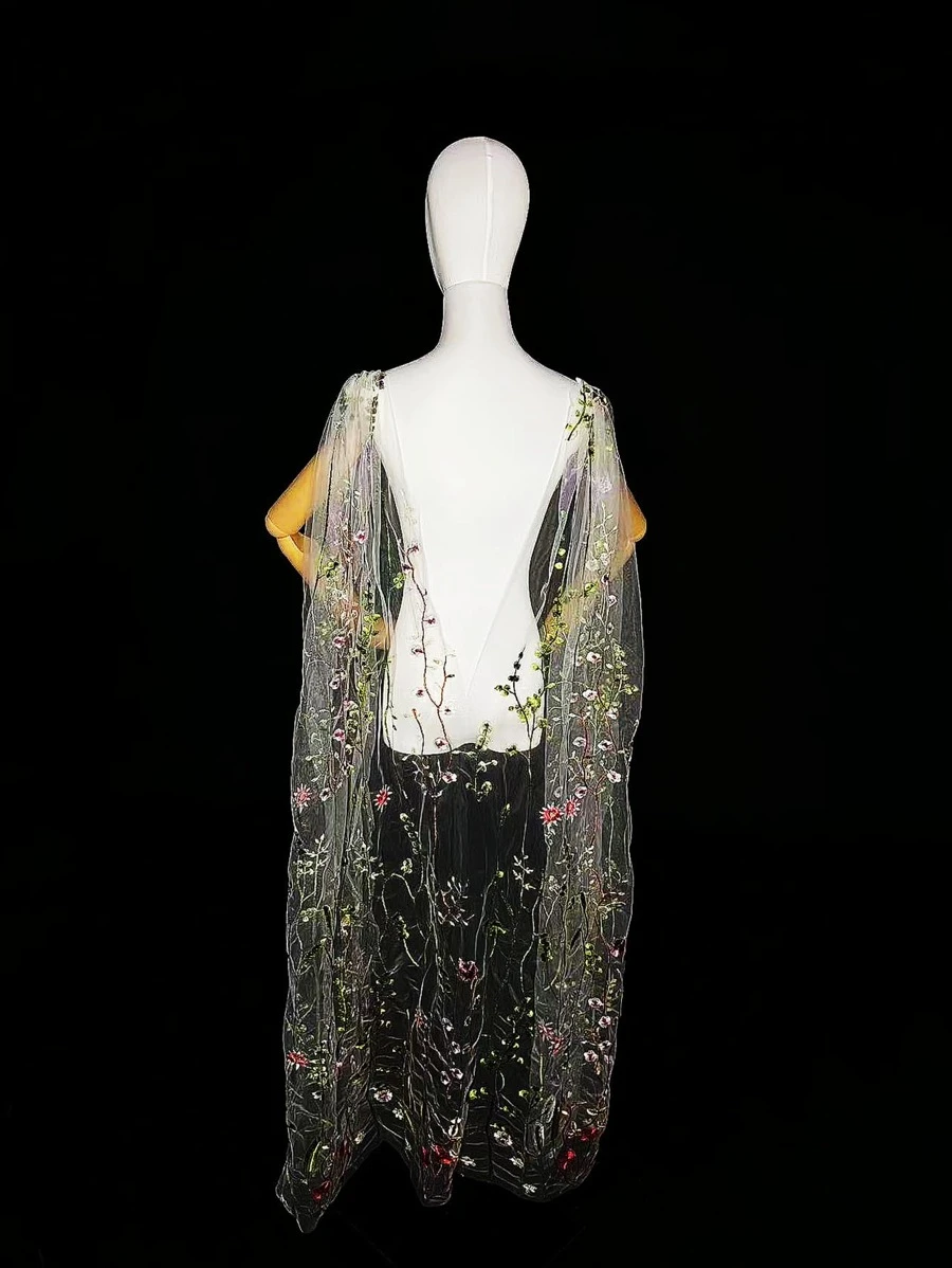 Flower Embroidered Wedding Wrap Fall Clothes For Women - Multicolor - View 1