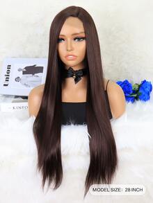 4*1 Lace Front Long Straight Synthetic Wig - Chocolate Brown - View 2