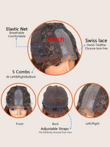 4*1 Lace Front Long Curly Synthetic Wig - Light Brown - View 5