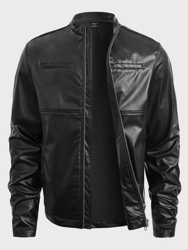 Manfinity LEGND Men Zip Up PU Leather Jacket SHEIN UK