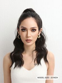 Long Curly Ponytail Synthetic Hair Extension - Black - View 2