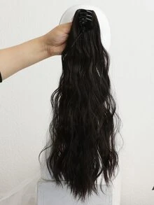 Long Curly Ponytail Synthetic Hair Extension - Black - View 5