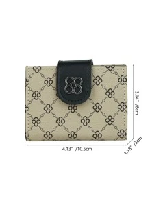 Billetera pequeña portátil plegable para mujer con soporte para tarjetas gráficas geométricas, ideal para llevar efectivo y destinada a mujeres jóvenes, estudiantes, trabajadoras de oficina y conmemoraciones especiales como cumpleaños y día de San Valentín. - Beis - Ver 6