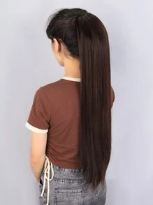 Long Straight Ponytail Synthetic Hair Extension - Chocolate Brown - View 1