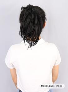 Short Curly Ponytail Synthetic Hair Extension - Black - View 2