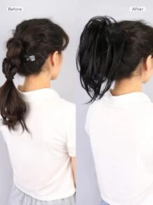 Short Curly Ponytail Synthetic Hair Extension - Black - View 3