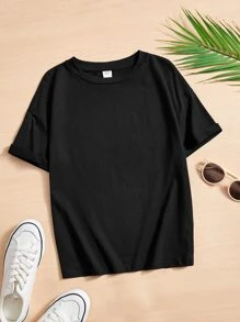 Teen Girl Cartoon & Letter Graphic Tee - Black - View 2