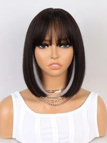 Short Straight Synthetic Wig With Bangs - Multicolor - View 1