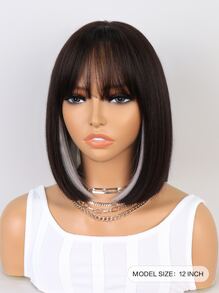 Short Straight Synthetic Wig With Bangs - Multicolor - View 2