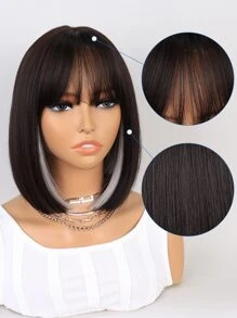 Short Straight Synthetic Wig With Bangs - Multicolor - View 5