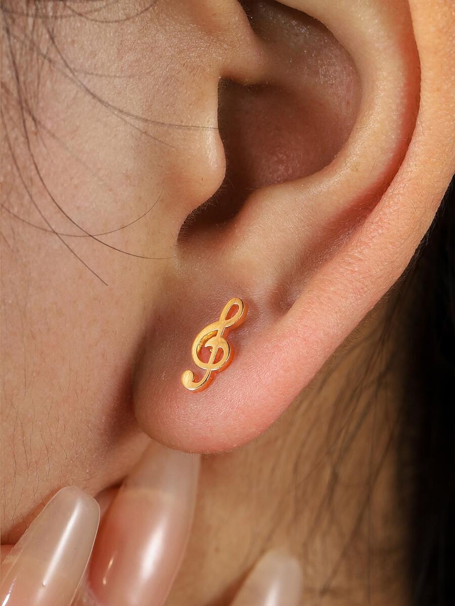 Bông tai nốt nhạc - Vàng - Xem 1