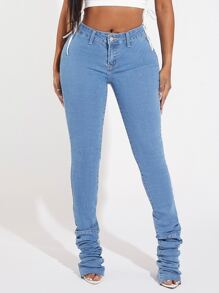 SHEIN SXY Schmale Jeans mit Rüschen