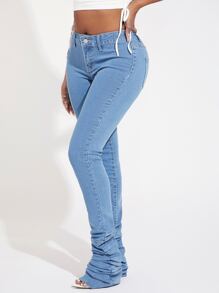 SHEIN SXY Schmale Jeans mit Rüschen