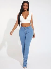 SHEIN SXY Schmale Jeans mit Rüschen