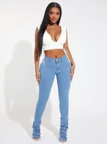 SHEIN SXY Schmale Jeans mit Rüschen