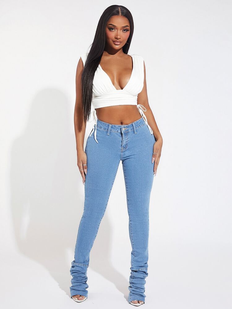 Ruched Skinny Jeans