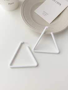 Triangle Hoop Earrings - White - View 2