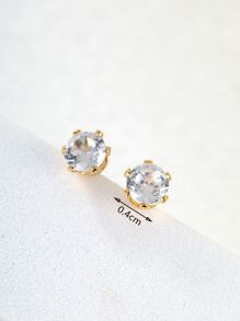 1pair Fashionable Simple & Versatile & Cute Cubic Zirconia Earrings With - Yellow Gold - View 5