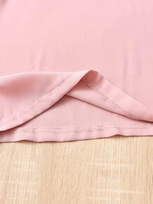 Girls Contrast Lace Flounce Sleeve Blouse - Baby Pink - View 6