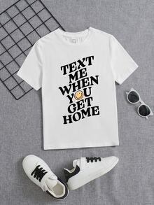 Happy Doodle Co 男孩標語和卡通圖案T恤