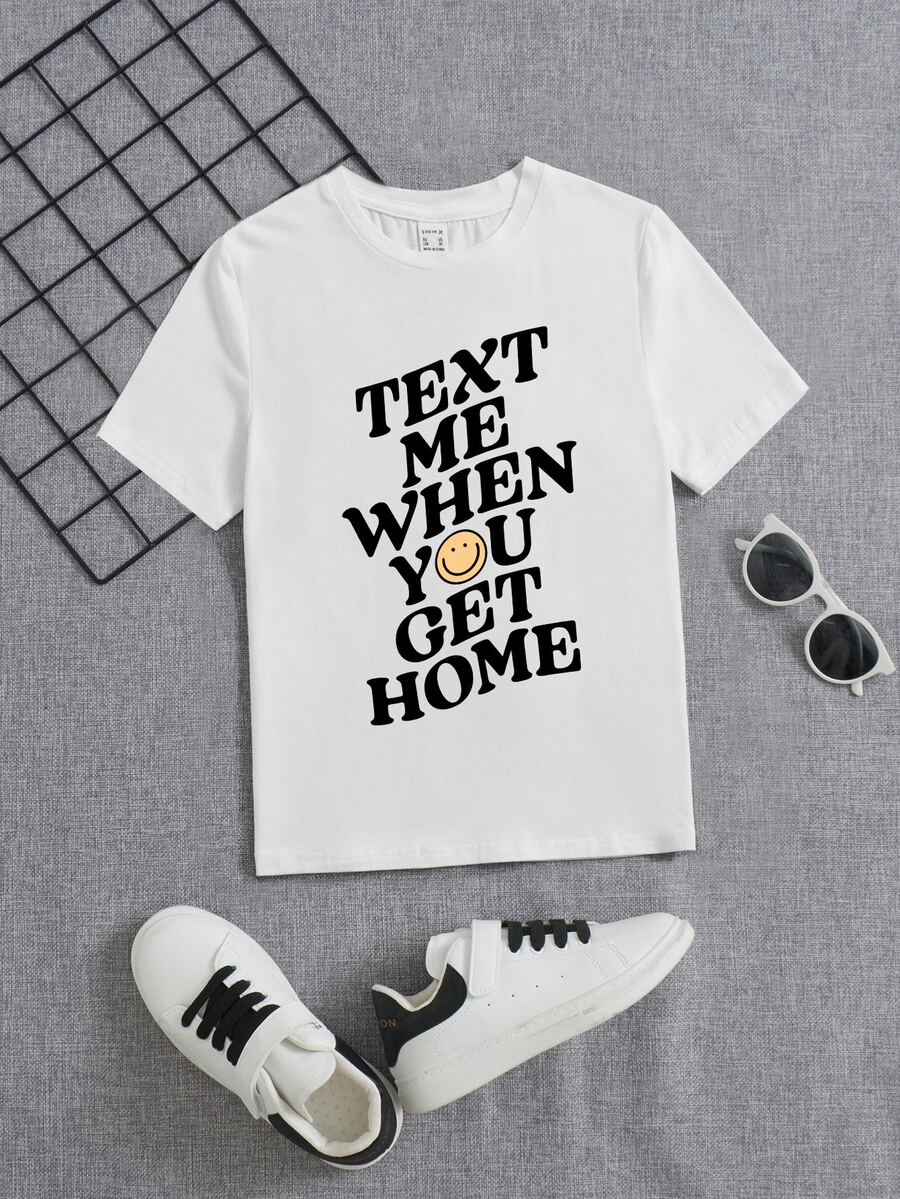 Happy Doodle Co 男孩標語和卡通圖案T恤