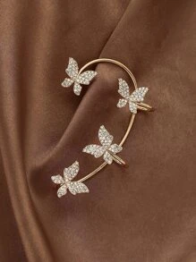 1pc Rhinestone Butterfly Decor Ear Wrap - Yellow Gold - View 1