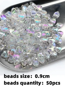 50 顆/包 9 毫米白色 Ab 塗層壓克力心形壓克力珠用於手鍊和項鍊製作 - 白色 - 查看 3