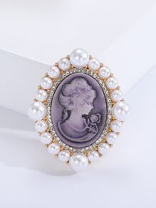 Figure Graphic Faux Pearl Decor Brooch - Multicolor - View 1