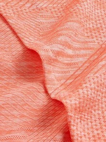 Easithlete Letter Tape Criss Cross Back Split Hem Sports Tee - Coral Orange - View 8