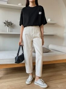 DAZY Khẩu hiệu Áo thun hở vai họa tiết THÁI ĐỘ CUỘC SỐNG QUAN TRỌNG Luyện tập tạo nên sự hoàn hảo Không có gì trên đời là khó đối với người quyết tâm Kiến thức là sức mạnh Đừng bao giờ chần chừ cho đến ngày mai Những gì bạn có thể làm hôm nay Áo phông cỡ lớn, Quần áo trở lại trường - màu đen - Xem 7