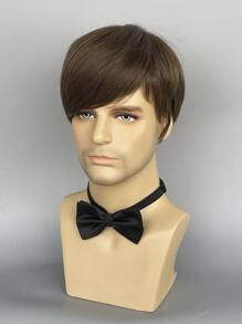 男士短直筒人造假髮帶劉海 - 棕色 - 查看 3