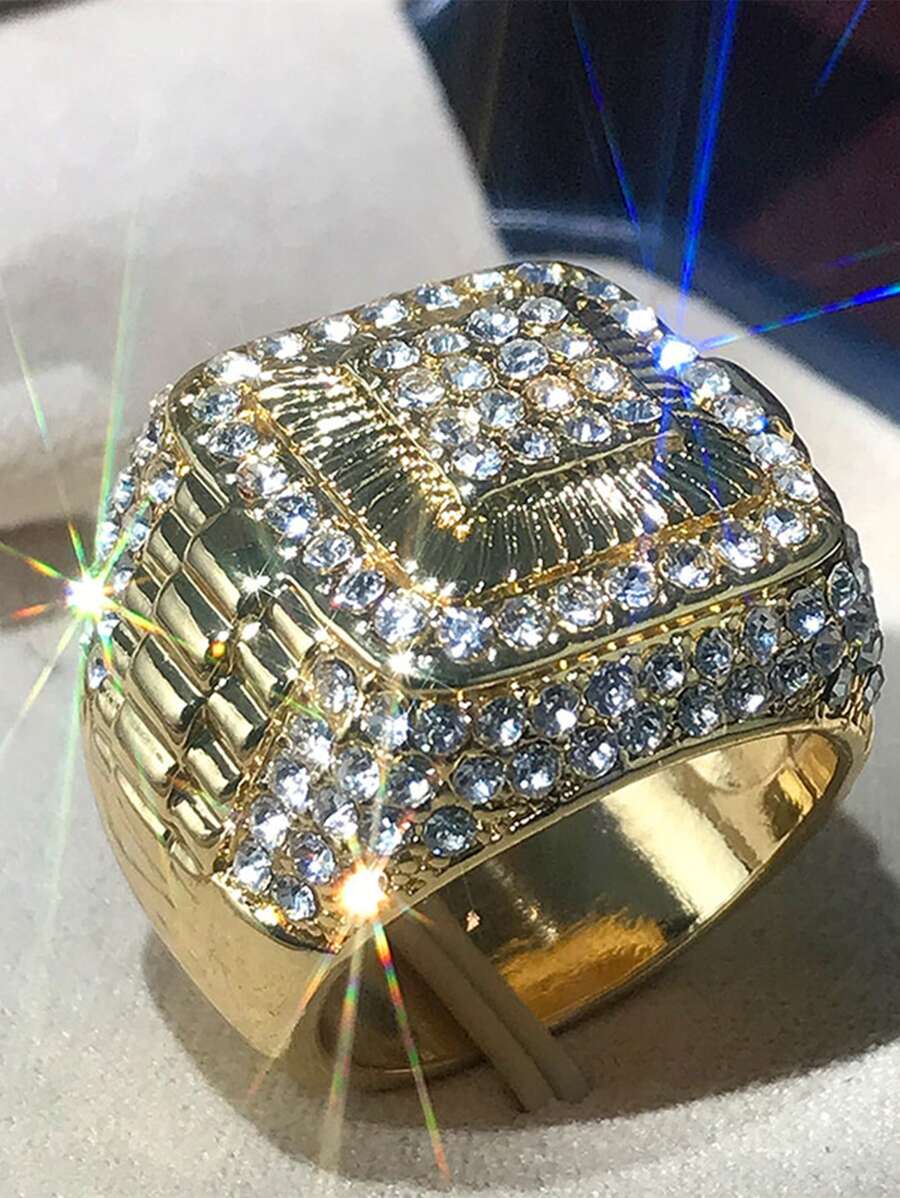 1 件时尚方晶锆石戒指，适合情人节礼物、婚礼订婚周年派对珠宝