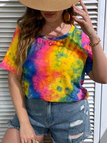 SHEIN LUNE Camiseta de tie dye - Multicolor - Ver 4