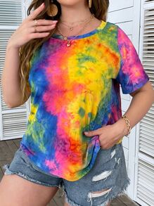 SHEIN LUNE Camiseta de tie dye - Multicolor - Ver 7