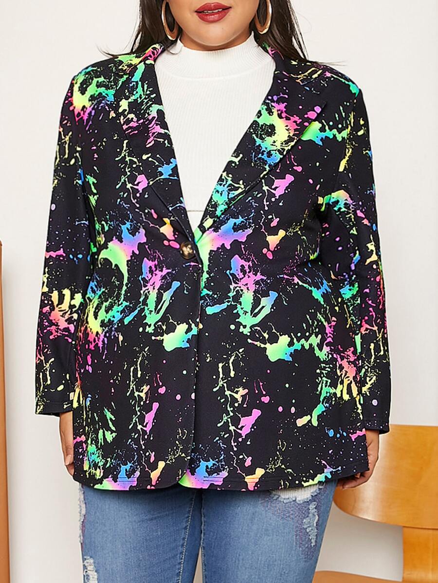 SHEIN CURVE+ Áo vest Plus size Nút phía trước Tất cả trên in Đồ họa Giải trí - Nhiều màu - Xem 1