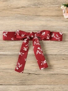 Vestido Con Estampado Floral Para Niña Tween Con Adorno De Volantes En El Borde Y Cinturón - Burdeos - Ver 8