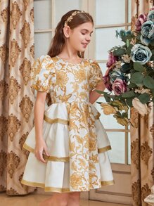 SHEIN 女孩1入組印花泡泡袖洋裝 - 彩色 - 查看 6