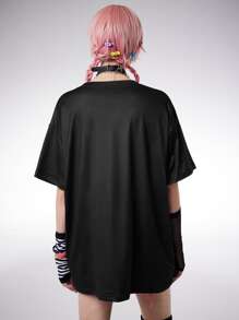 ROMWE Anime Áo thun nữ - màu đen - Xem 3