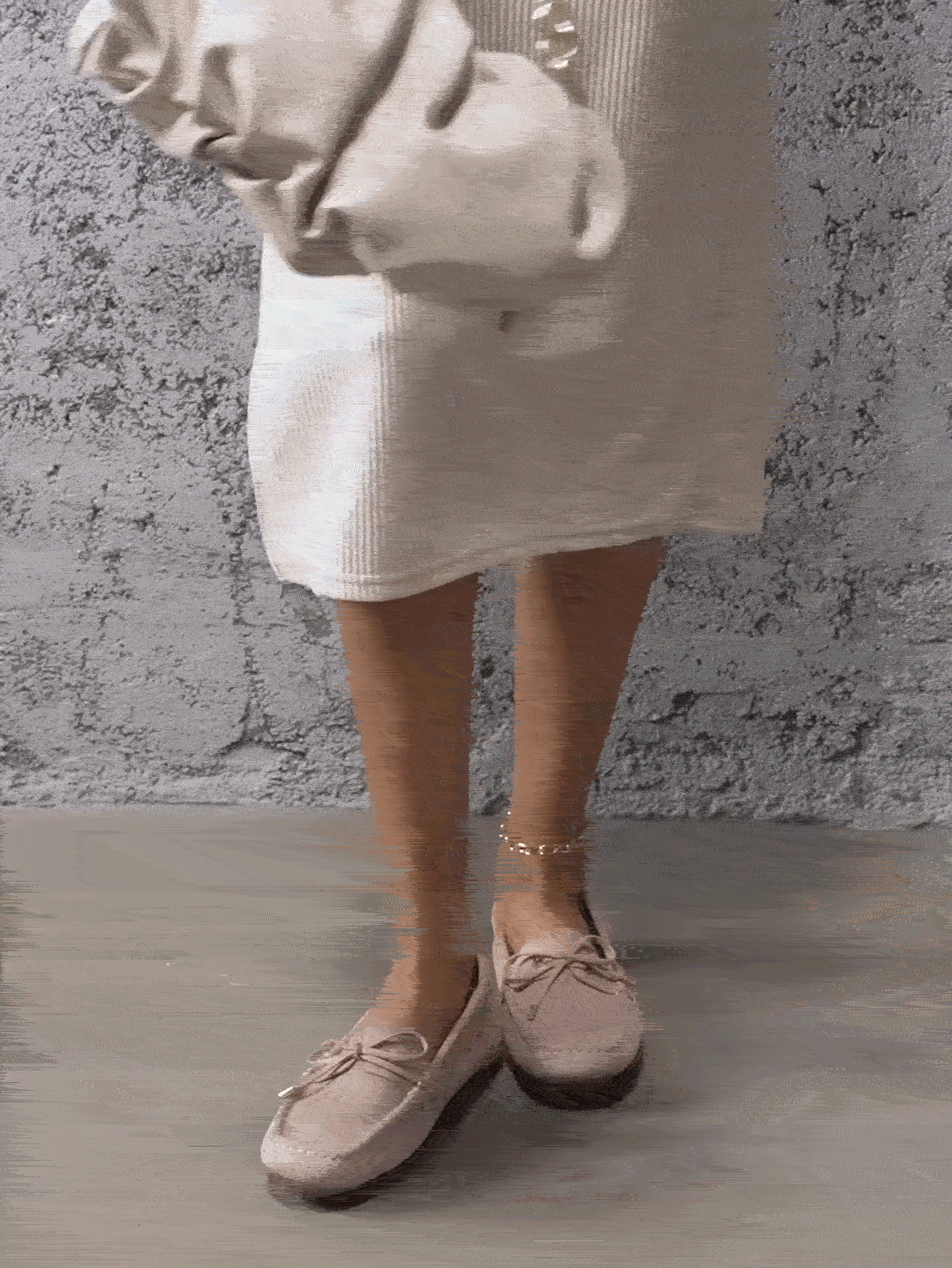 CUCCOO BASICS 蝴蝶结装饰缝线细节平底乐福鞋度假鞋夏季促销圣诞节秋季新年假期 - 杏色 - 查看 2