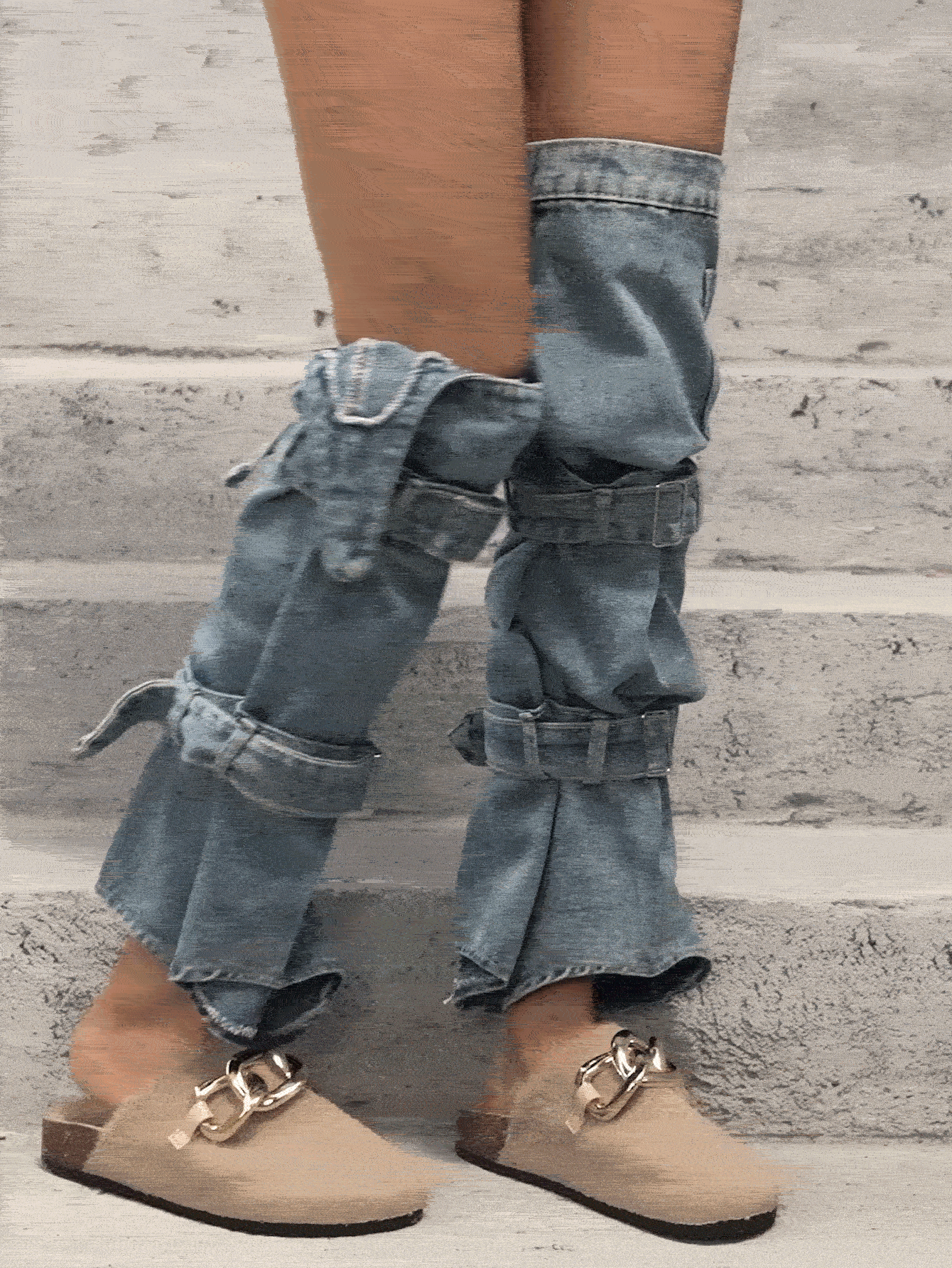 CUCCOO- mules planos mullidos con diseño de cadena - Albaricoque - Añade 2