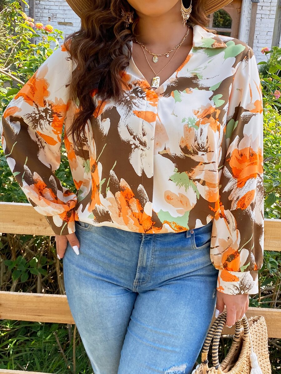 SHEIN Holidaya Áo sơ mi Plus Size Hoa Boho - Nhiều màu - Xem 1