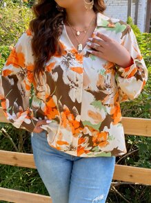 SHEIN Holidaya Áo sơ mi Plus Size Hoa Boho - Nhiều màu - Xem 4