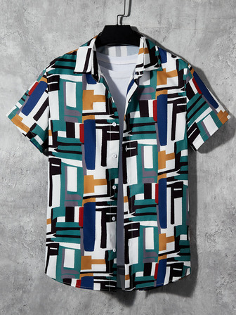 Hombres Camisa con estampado geométrico