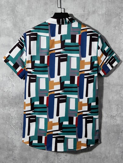 Hombres Camisa con estampado geométrico