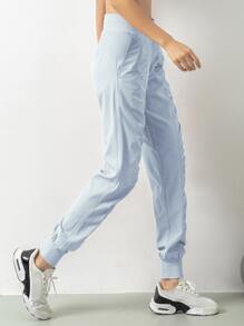 VUTRU Drawstring Waist Slant Pocket Sports Trousers - Baby Blue - View 4