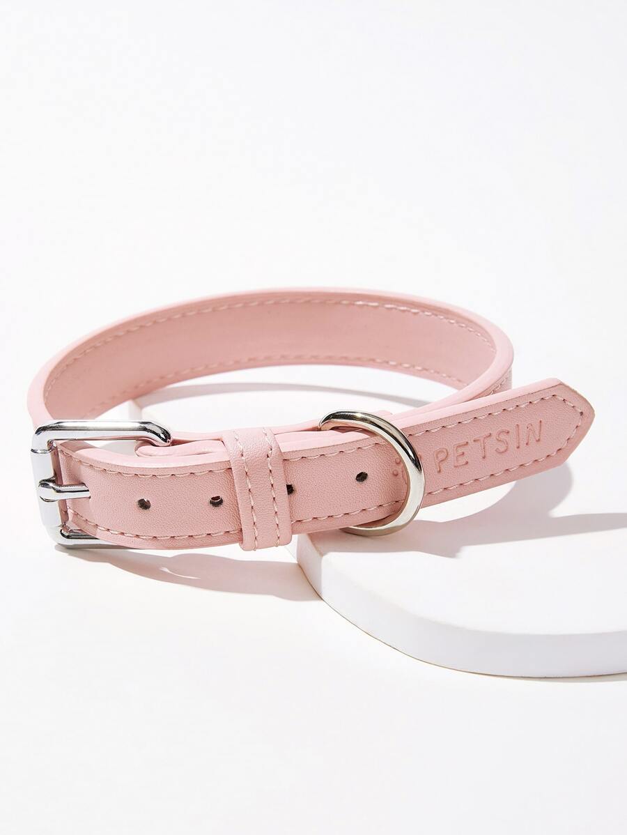 PETSIN 1pc PU Pet Collar - Baby Pink - View 1