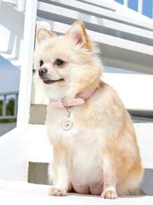 PETSIN 1pc PU Pet Collar - Baby Pink - View 3